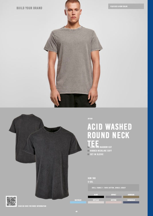 Acid Washed Round Neck Tee