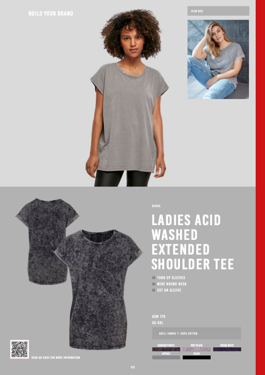 Ladies Acid Washed Shoulder Tee