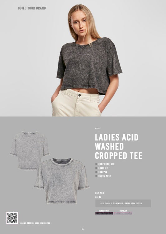 Ladies Acid Washed Cropped Tee